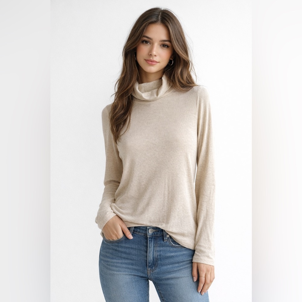 Aerie Real Soft Cream Turtleneck Sweater